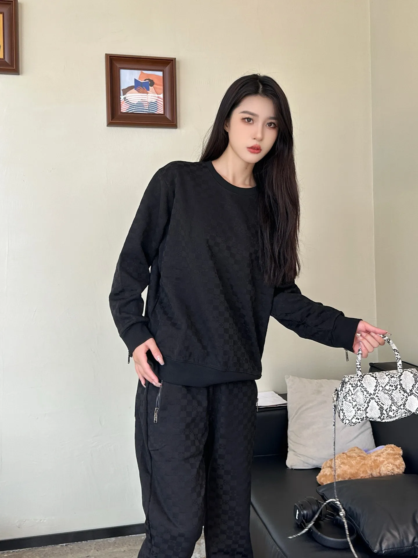 Louis Vuitton/Louis Vuitton logo checkerboard pocket zipper trousers